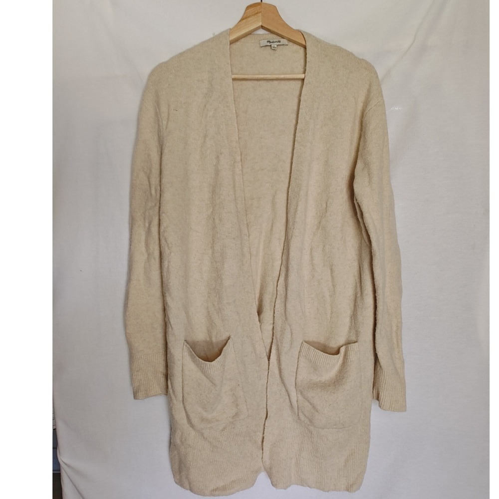 Madewell Kent Cardigan Cosiest Yarn Knit Long Line‎ Oatmeal Beige G9611 Small S